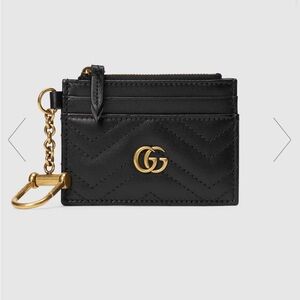 Gucci Black Card Holder with Gold Accents